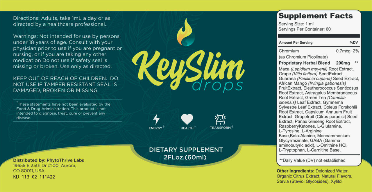 Illustration of KeySlim Drops, a liquid weight loss supplement with 24-in-1 fat burning formula, promoting natural fat loss and metabolism boost.